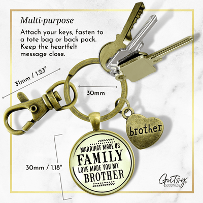 Brother In Law Step Keychain Marriage Made Us Family Rustic Bronze Wedding Favor Gift - Gutsy Goodness