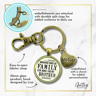 Brother In Law Step Keychain Marriage Made Us Family Rustic Bronze Wedding Favor Gift - Gutsy Goodness