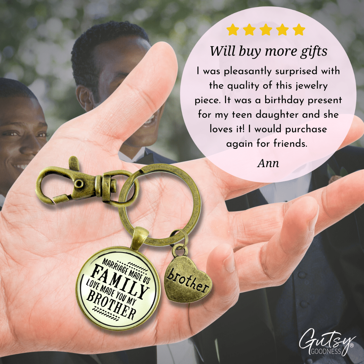 Brother In Law Step Keychain Marriage Made Us Family Rustic Bronze Wedding Favor Gift - Gutsy Goodness