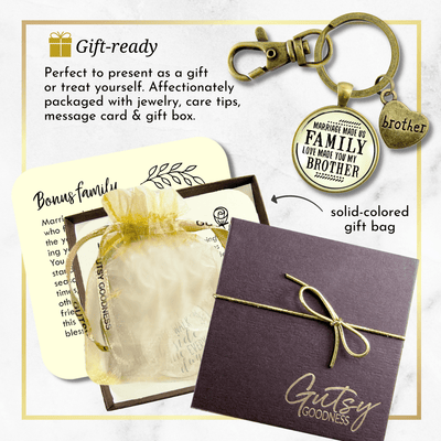 Brother In Law Step Keychain Marriage Made Us Family Rustic Bronze Wedding Favor Gift - Gutsy Goodness