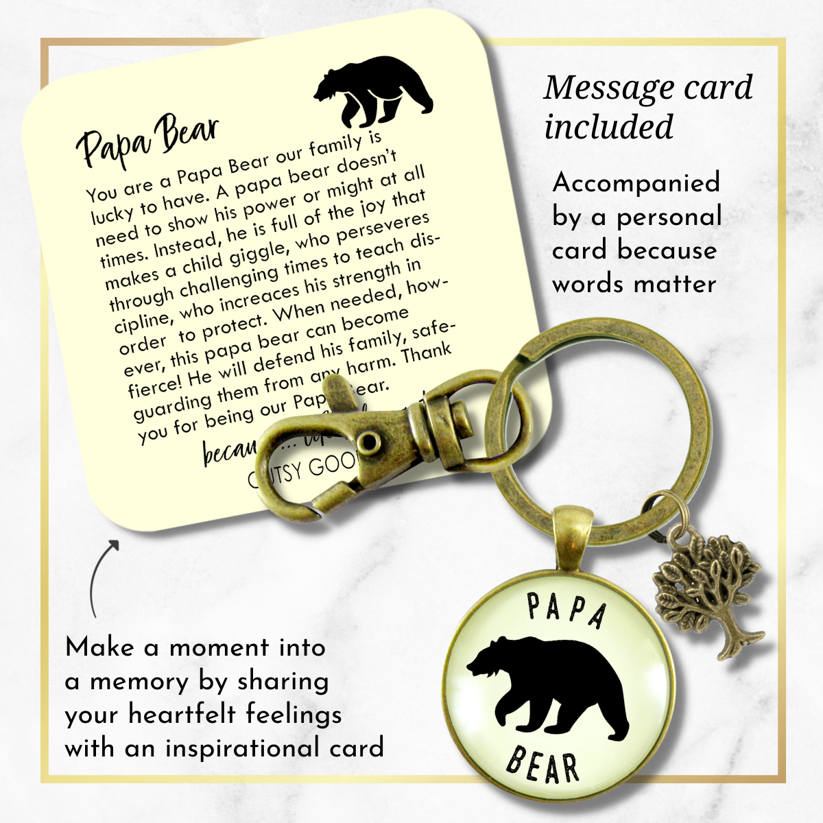 Papa Bear Keychain Fathers Rustic Key Ring Gift Expectant Dad Father Grandpa - Gutsy Goodness Handmade Jewelry;Papa Bear Keychain Fathers Rustic Key Ring Gift Expectant Dad Father Grandpa - Gutsy Goodness Handmade Jewelry Gifts