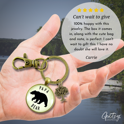 Papa Bear Keychain Fathers Rustic Key Ring Gift Expectant Dad Father Grandpa - Gutsy Goodness Handmade Jewelry;Papa Bear Keychain Fathers Rustic Key Ring Gift Expectant Dad Father Grandpa - Gutsy Goodness Handmade Jewelry Gifts