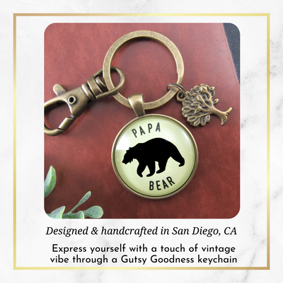 Papa Bear Keychain Fathers Rustic Key Ring Gift Expectant Dad Father Grandpa - Gutsy Goodness Handmade Jewelry;Papa Bear Keychain Fathers Rustic Key Ring Gift Expectant Dad Father Grandpa - Gutsy Goodness Handmade Jewelry Gifts