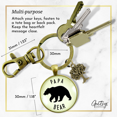 Papa Bear Keychain Fathers Rustic Key Ring Gift Expectant Dad Father Grandpa - Gutsy Goodness Handmade Jewelry;Papa Bear Keychain Fathers Rustic Key Ring Gift Expectant Dad Father Grandpa - Gutsy Goodness Handmade Jewelry Gifts