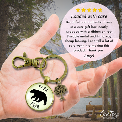 Papa Bear Keychain Fathers Rustic Key Ring Gift Expectant Dad Father Grandpa - Gutsy Goodness Handmade Jewelry;Papa Bear Keychain Fathers Rustic Key Ring Gift Expectant Dad Father Grandpa - Gutsy Goodness Handmade Jewelry Gifts