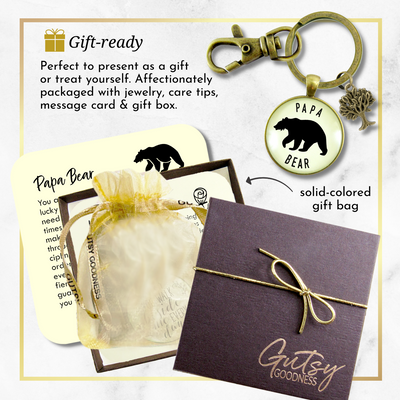 Papa Bear Keychain Fathers Rustic Key Ring Gift Expectant Dad Father Grandpa - Gutsy Goodness Handmade Jewelry;Papa Bear Keychain Fathers Rustic Key Ring Gift Expectant Dad Father Grandpa - Gutsy Goodness Handmade Jewelry Gifts
