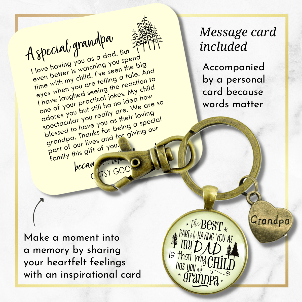Grandpa Keychain To Dad My Child Has You Grandfather Gift From Grandchild Daughter Son Mens Key Ring - Gutsy Goodness
