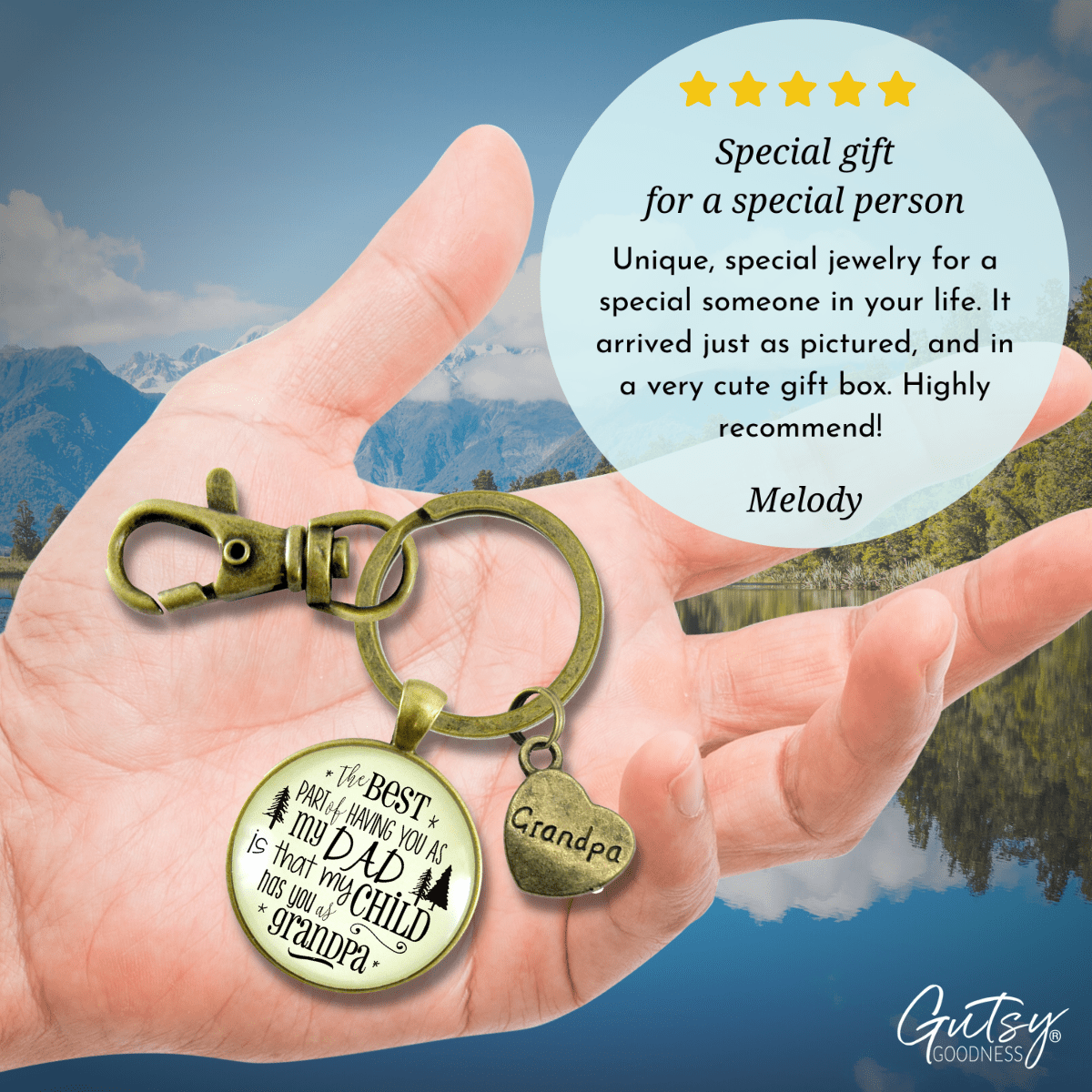 Grandpa Keychain To Dad My Child Has You Grandfather Gift From Grandchild Daughter Son Mens Key Ring - Gutsy Goodness
