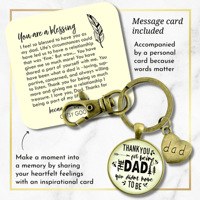Step Dad Keychain Thank You For Being The Dad Gift Adoptive Father Key Ring - Gutsy Goodness