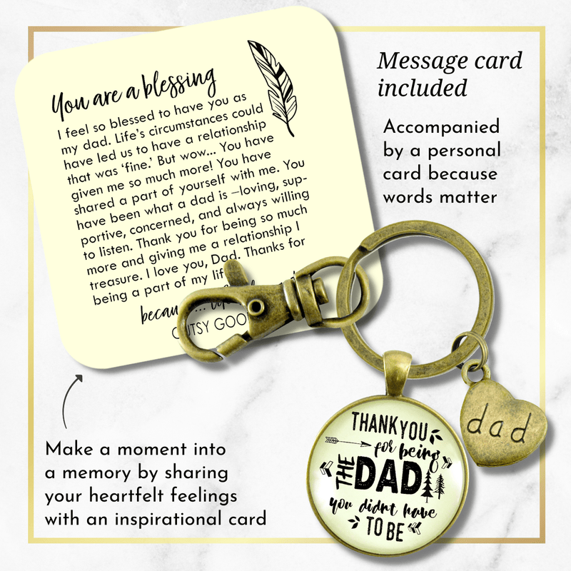 Step Dad Keychain Thank You For Being The Dad Gift Adoptive Father Key Ring - Gutsy Goodness