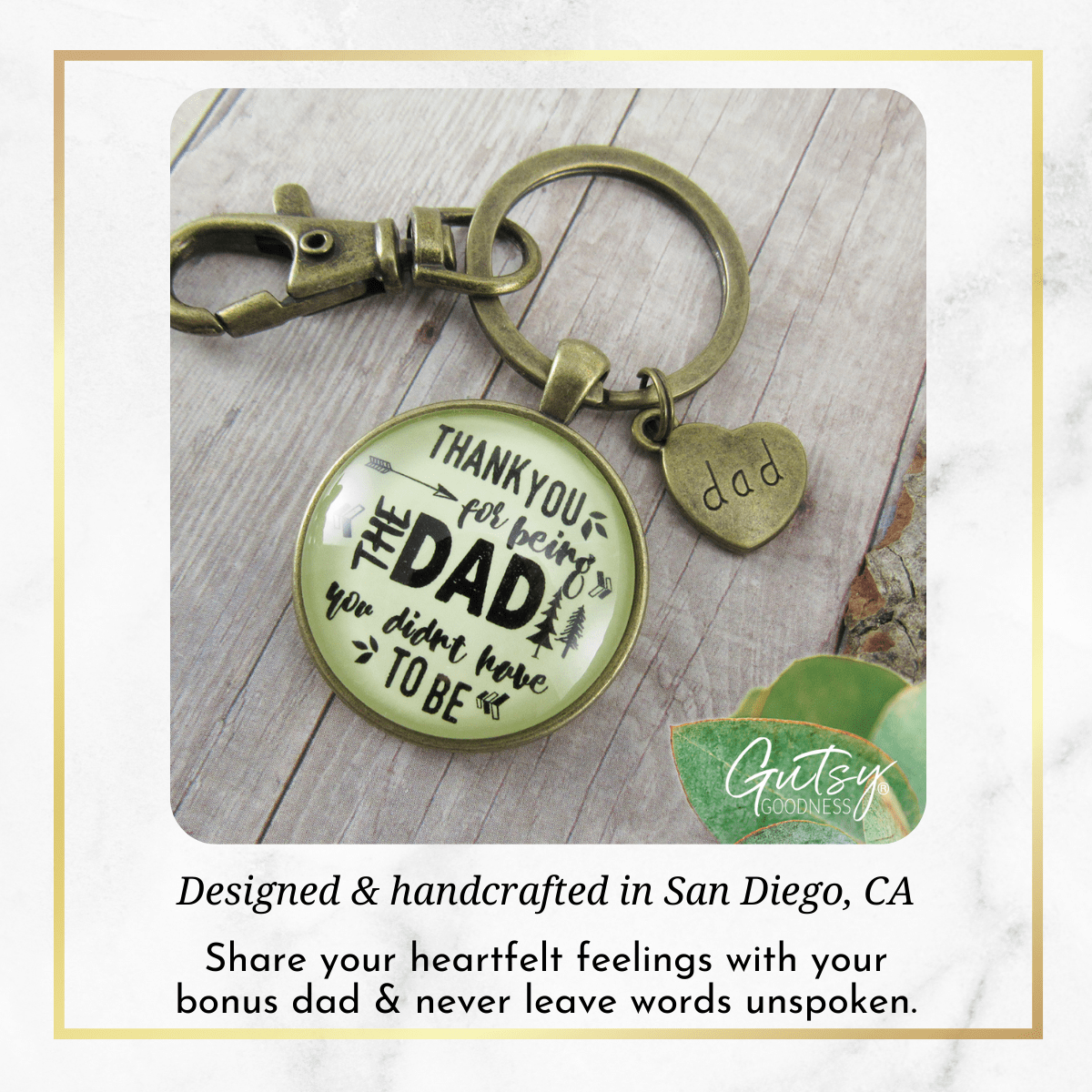 Step Dad Keychain Thank You For Being The Dad Gift Adoptive Father Key Ring - Gutsy Goodness