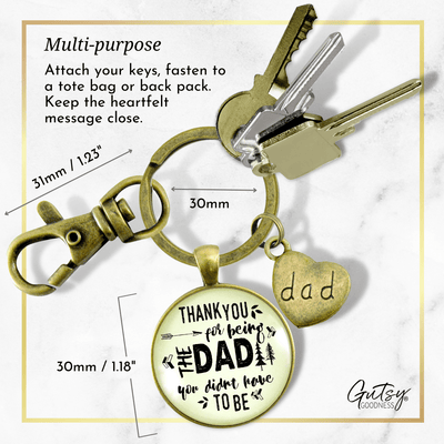 Step Dad Keychain Thank You For Being The Dad Gift Adoptive Father Key Ring - Gutsy Goodness