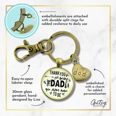 Step Dad Keychain Thank You For Being The Dad Gift Adoptive Father Key Ring - Gutsy Goodness