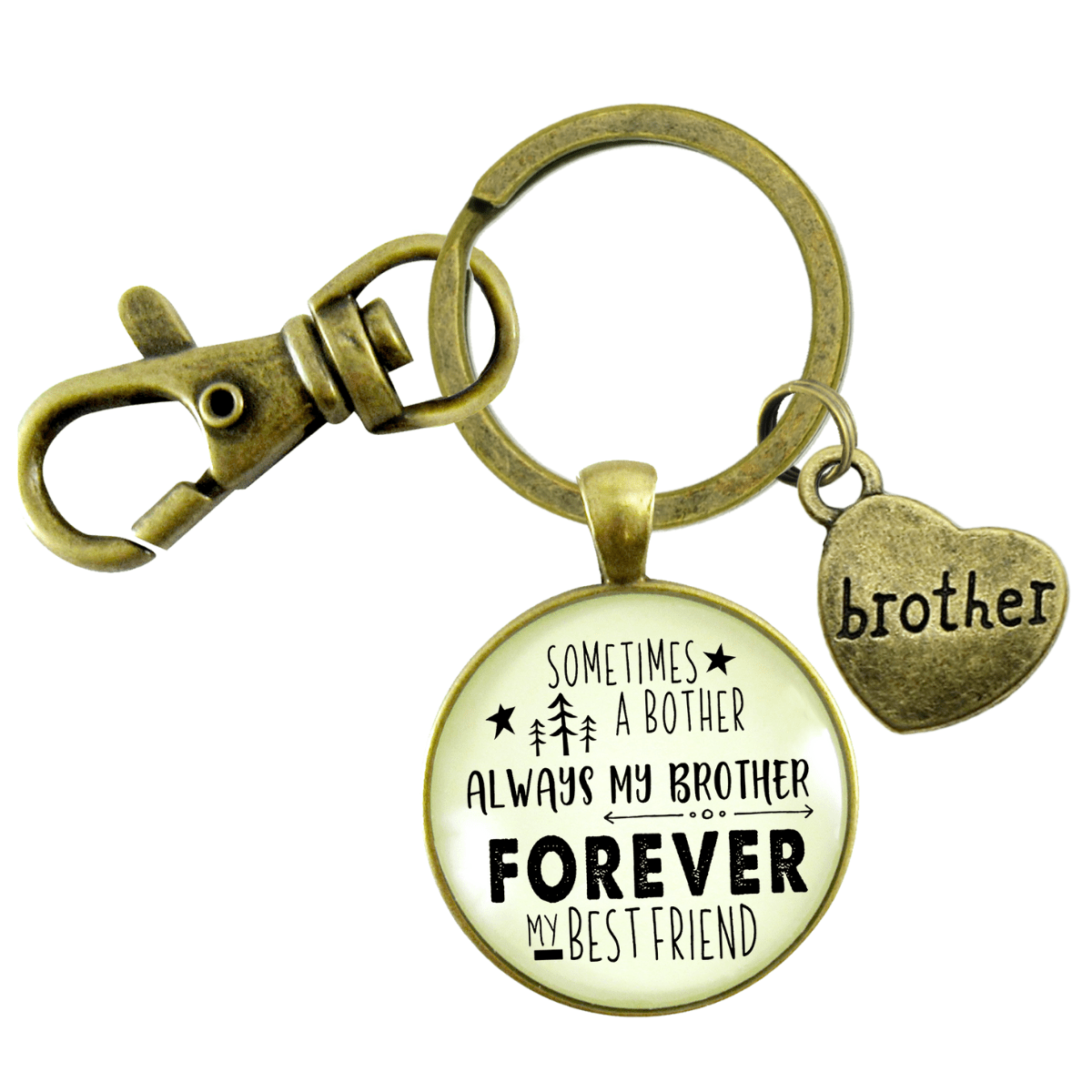 Brother Keychain Sometimes a Bother Always Brother Forever Men's Funny Gift From Sibling - Gutsy Goodness