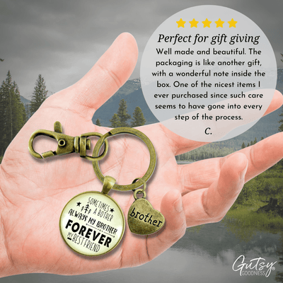 Brother Keychain Sometimes a Bother Always Brother Forever Men's Funny Gift From Sibling - Gutsy Goodness