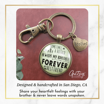 Brother Keychain Sometimes a Bother Always Brother Forever Men's Funny Gift From Sibling - Gutsy Goodness