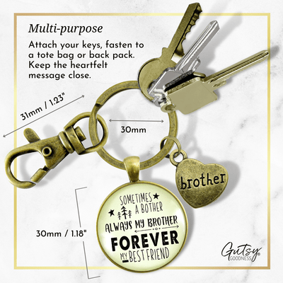 Brother Keychain Sometimes a Bother Always Brother Forever Men's Funny Gift From Sibling - Gutsy Goodness