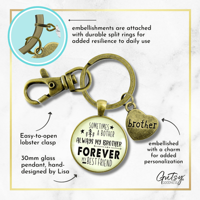 Brother Keychain Sometimes a Bother Always Brother Forever Men's Funny Gift From Sibling - Gutsy Goodness