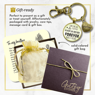 Brother Keychain Sometimes a Bother Always Brother Forever Men's Funny Gift From Sibling - Gutsy Goodness