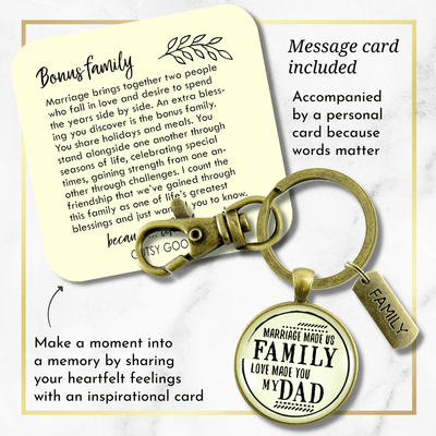 Bonus Dad Keychain Marriage Made Us Family Love Mens Key Ring Wedding Jewelry Gift For Him - Gutsy Goodness