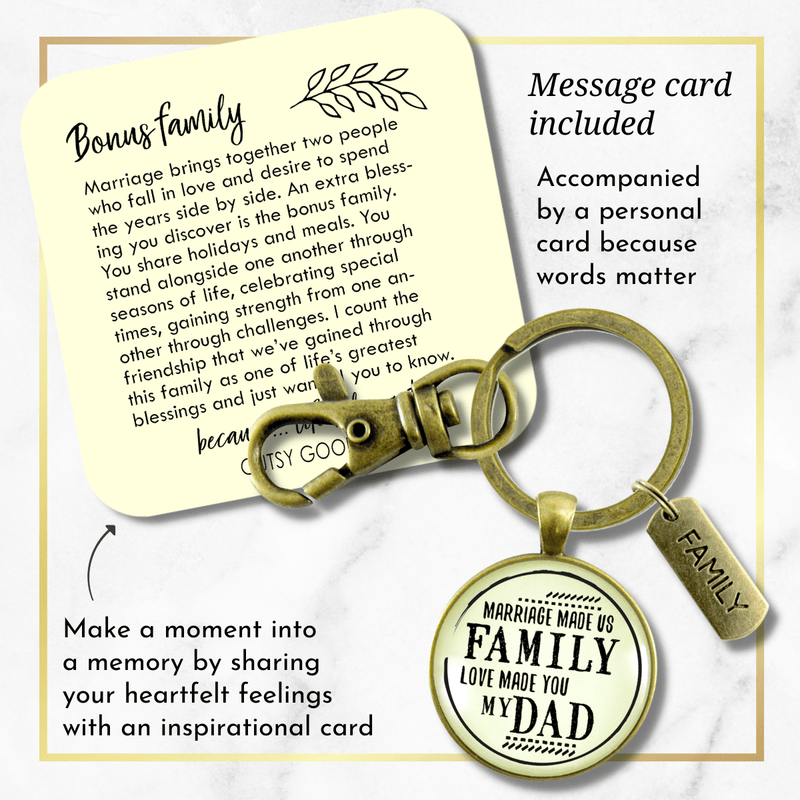 Bonus Dad Keychain Marriage Made Us Family Love Mens Key Ring Wedding Jewelry Gift For Him - Gutsy Goodness