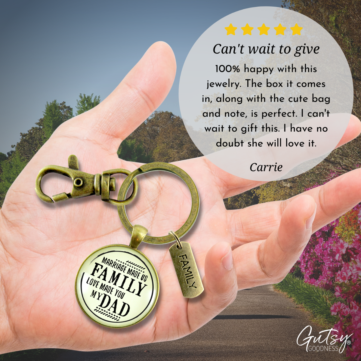 Bonus Dad Keychain Marriage Made Us Family Love Mens Key Ring Wedding Jewelry Gift For Him - Gutsy Goodness