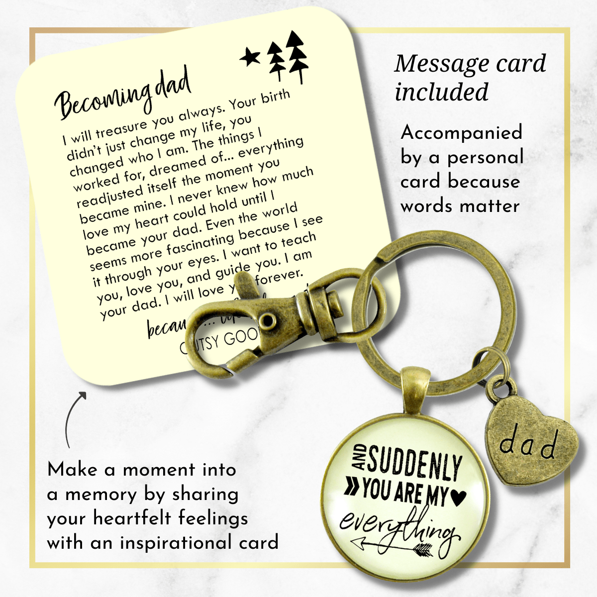 First Father's Day Keychain Suddenly You Are My Everything New Dad Gift - Gutsy Goodness