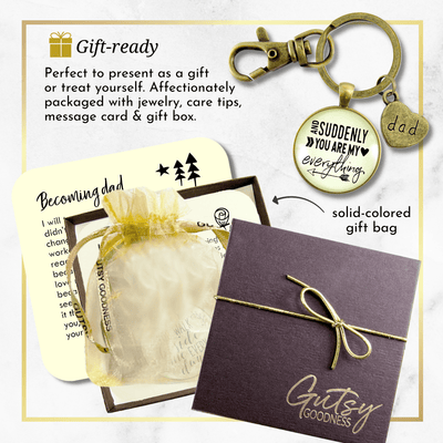 First Father's Day Keychain Suddenly You Are My Everything New Dad Gift - Gutsy Goodness