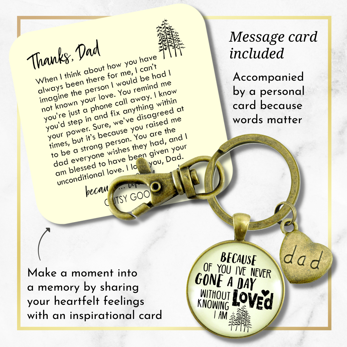 To My Dad Keychain Because of You Know Love Thank You From Daughter Son - Gutsy Goodness