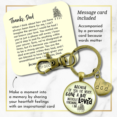To My Dad Keychain Because of You Know Love Thank You From Daughter Son - Gutsy Goodness