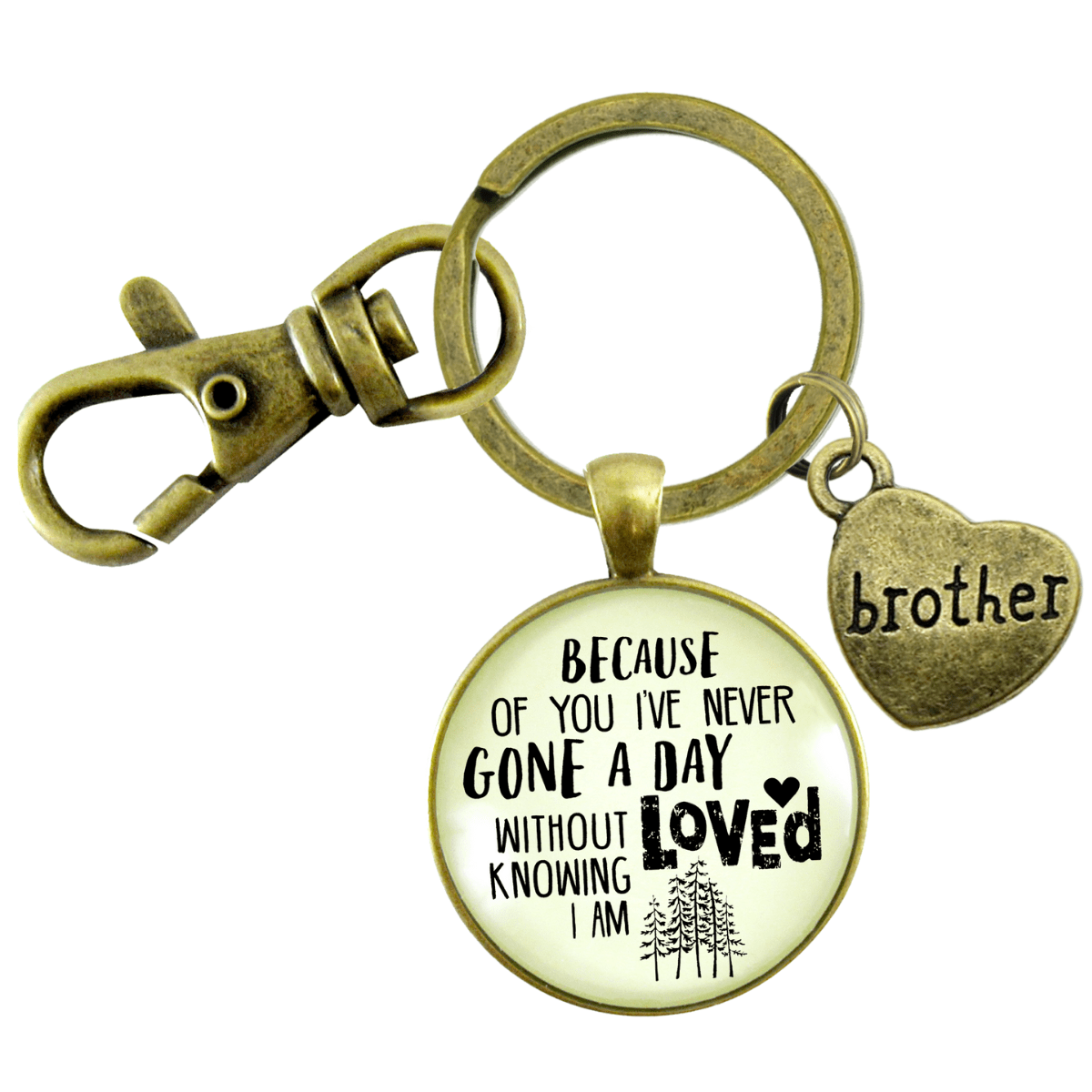 Brother Keychain Because of You Never Gone Without Love Meaningful Gift From Sister - Gutsy Goodness