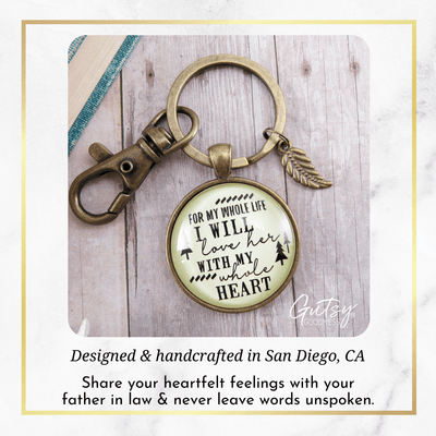 Father of The Bride Gift Keychain For Whole Life I Will Love Her Promise From Groom Wedding Key Ring - Gutsy Goodness