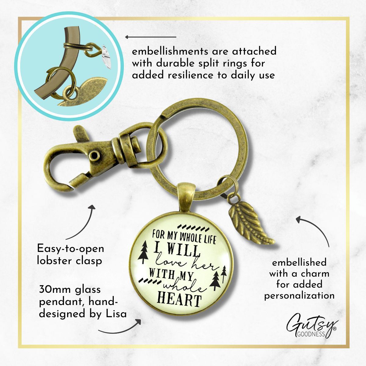 Father of The Bride Gift Keychain For Whole Life I Will Love Her Promise From Groom Wedding Key Ring - Gutsy Goodness