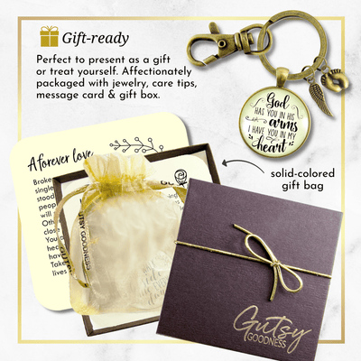Baby Loss Memorial Keychain For Dad God Has You In Arms Heart Miscarriage Jewel Gift - Gutsy Goodness