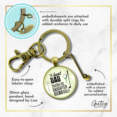 Golfer Keychain Father Gift From Daughter Best Dad Teach Golf Club Charm Men Key Ring - Gutsy Goodness Handmade Jewelry;Golfer Keychain Father Gift From Daughter Best Dad Teach Golf Club Charm Men Key Ring - Gutsy Goodness Handmade Jewelry Gifts