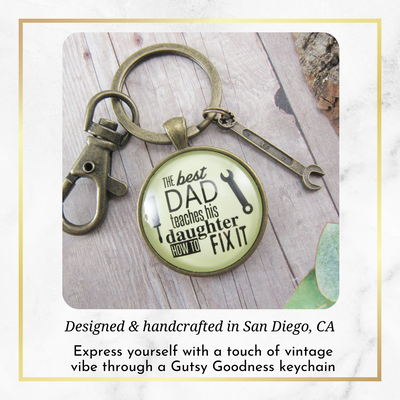 Best Dad Teaches His Daughter How to Fix It Keychain Mens DIY Mechanic Key Ring Tool Wrench Charm - Gutsy Goodness Handmade Jewelry;Best Dad Teaches His Daughter How To Fix It Keychain Mens Diy Mechanic Key Ring Tool Wrench Charm - Gutsy Goodness Handmade Jewelry Gifts