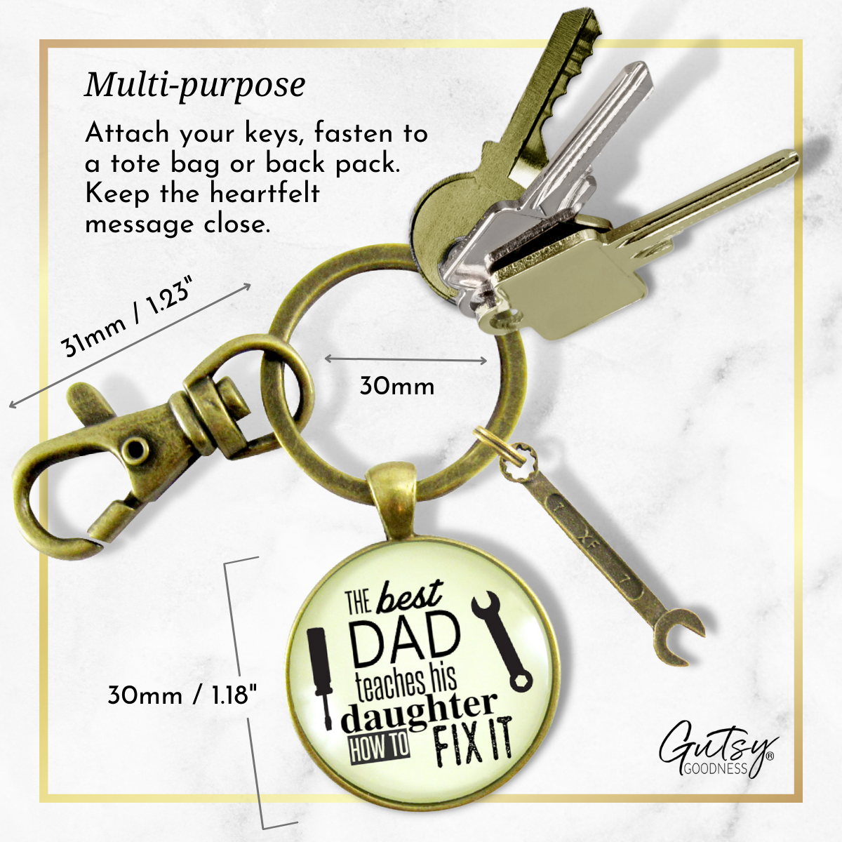 Best Dad Teaches His Daughter How to Fix It Keychain Mens DIY Mechanic Key Ring Tool Wrench Charm - Gutsy Goodness Handmade Jewelry;Best Dad Teaches His Daughter How To Fix It Keychain Mens Diy Mechanic Key Ring Tool Wrench Charm - Gutsy Goodness Handmade Jewelry Gifts