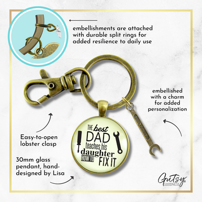 Best Dad Teaches His Daughter How to Fix It Keychain Mens DIY Mechanic Key Ring Tool Wrench Charm - Gutsy Goodness Handmade Jewelry;Best Dad Teaches His Daughter How To Fix It Keychain Mens Diy Mechanic Key Ring Tool Wrench Charm - Gutsy Goodness Handmade Jewelry Gifts