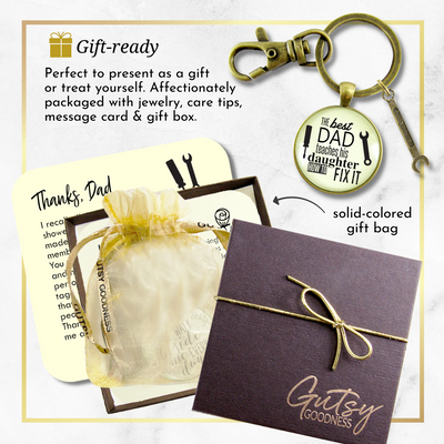 Best Dad Teaches His Daughter How to Fix It Keychain Mens DIY Mechanic Key Ring Tool Wrench Charm - Gutsy Goodness Handmade Jewelry;Best Dad Teaches His Daughter How To Fix It Keychain Mens Diy Mechanic Key Ring Tool Wrench Charm - Gutsy Goodness Handmade Jewelry Gifts