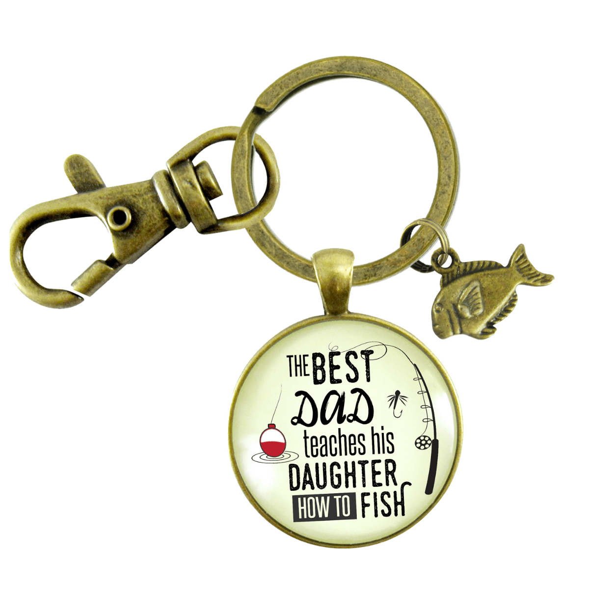 Fishing Dad Keychain Best Dad Teaches His Daughter How to Fish Meaningful Father Gift - Gutsy Goodness