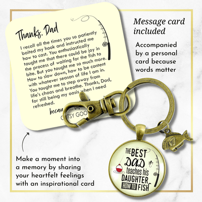 Fishing Dad Keychain Best Dad Teaches His Daughter How to Fish Meaningful Father Gift - Gutsy Goodness