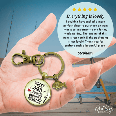 Fishing Dad Keychain Best Dad Teaches His Daughter How to Fish Meaningful Father Gift - Gutsy Goodness