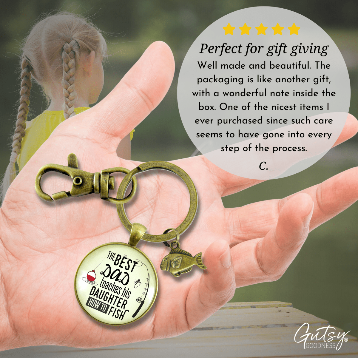 TheFamilyGiftsCo Father's Day Gift for Dad, Fishing Gifts for Dad Keychain, Father's Day Gift from Daughter, Dad Gifts, Fathers Day Gift Fishing