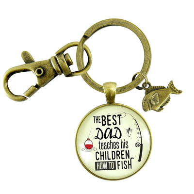 Fishing Dad Keychain Best Dad Teaches His Children How to Fish Meaningful Father Gift - Gutsy Goodness