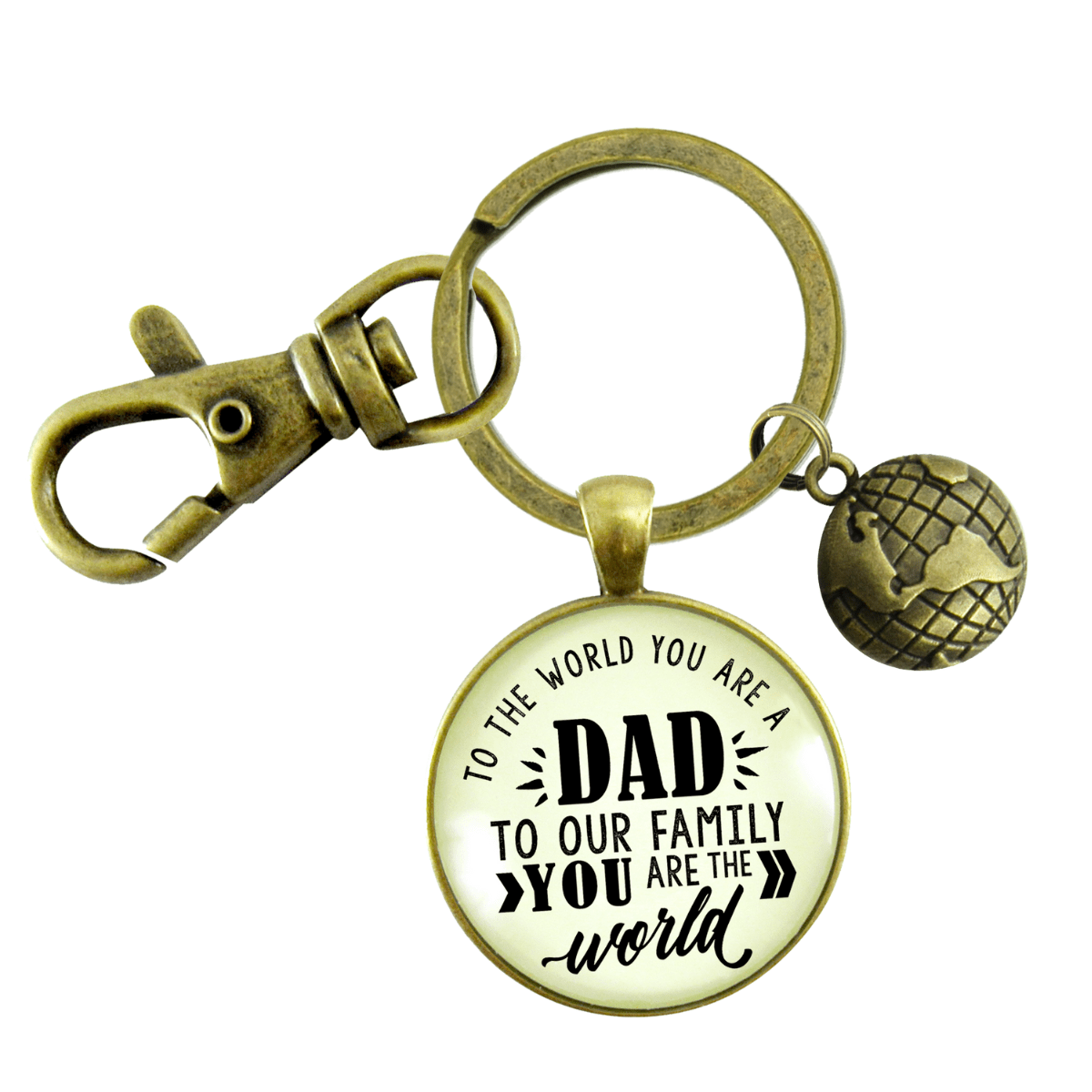 Father Keychain To The World You Are A Dad Family Gift From Son Daughter Mens Charm Key Ring - Gutsy Goodness