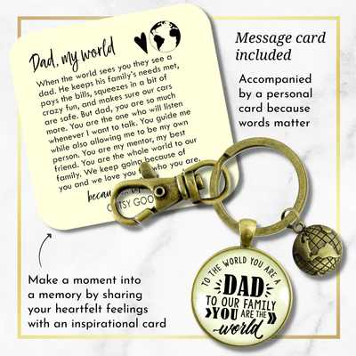Father Keychain To The World You Are A Dad Family Gift From Son Daughter Mens Charm Key Ring - Gutsy Goodness