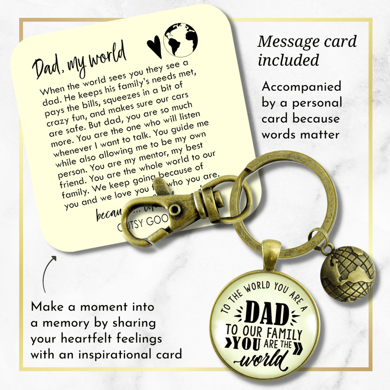 Father Keychain To The World You Are A Dad Family Gift From Son Daughter Mens Charm Key Ring - Gutsy Goodness