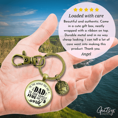 Father Keychain To The World You Are A Dad Family Gift From Son Daughter Mens Charm Key Ring - Gutsy Goodness