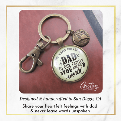 Father Keychain To The World You Are A Dad Family Gift From Son Daughter Mens Charm Key Ring - Gutsy Goodness
