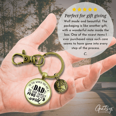 Father Keychain To The World You Are A Dad Family Gift From Son Daughter Mens Charm Key Ring - Gutsy Goodness